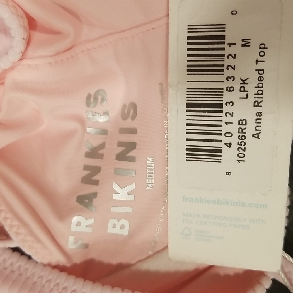 💕FRANKIE'S BIKINIS💕 Anna Ribbed Top (M) + Shea Ribbed Bottom (S) Love Pink NWT - Picture 9 of 11
